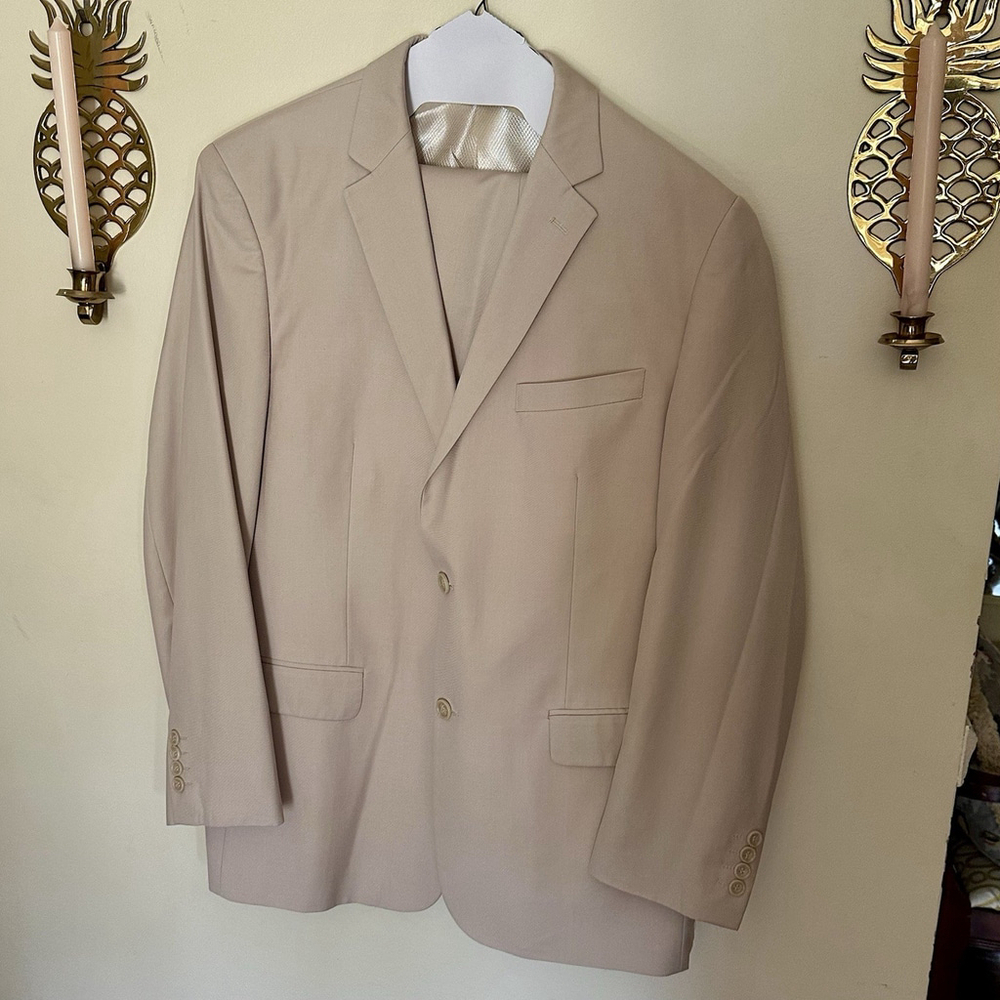 Men’s Beige Matching 2 Piece Blazer 44L And Pants 38L Needle & Stitch